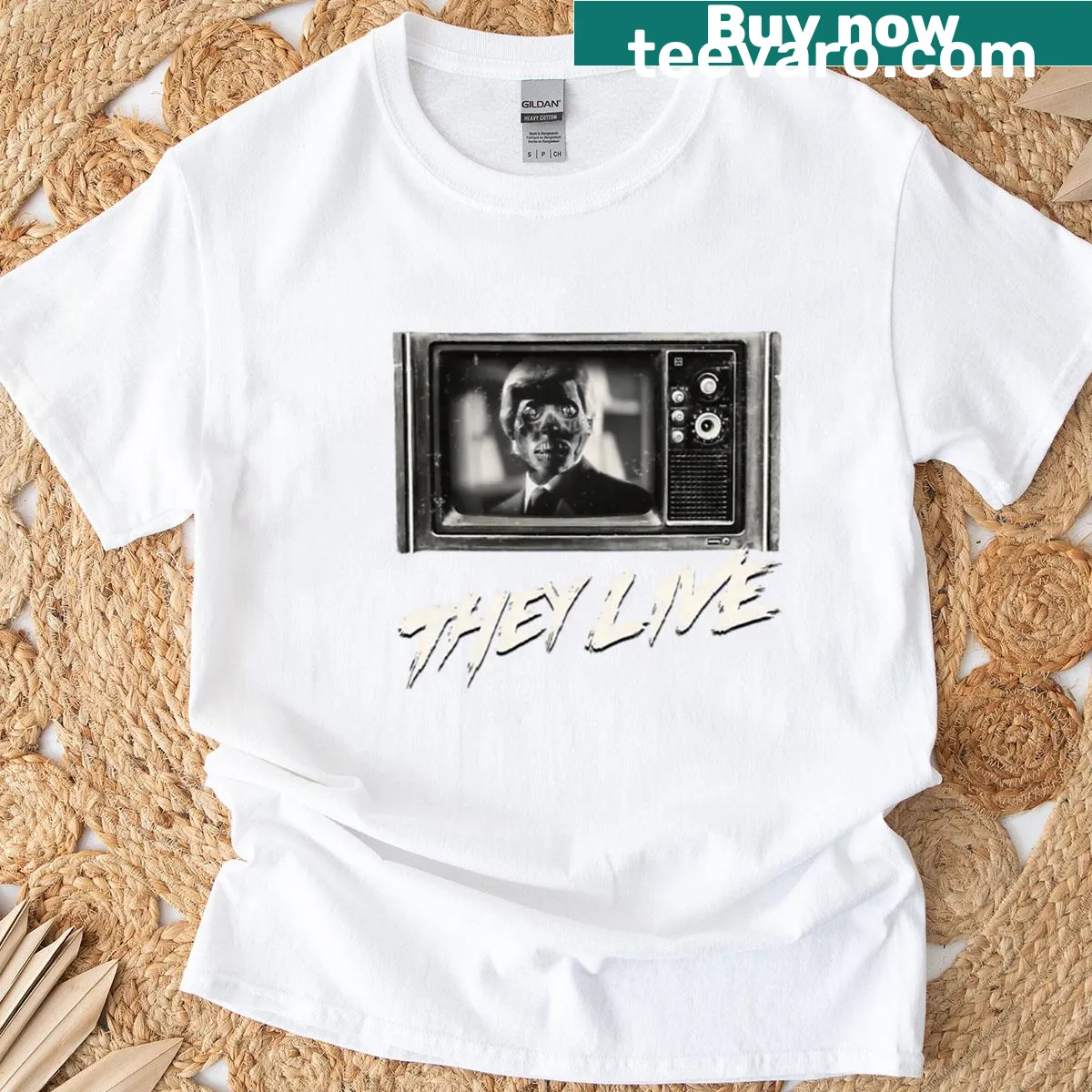 Vintage retro horror t-shirt featuring a ghost design from 80s movies — on a men's t-shirt