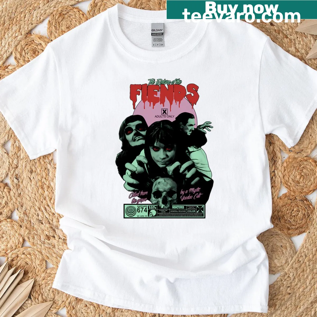Goatess Doomwych graphic t-shirt with fiends design — on a men's t-shirt