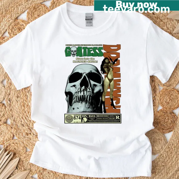 Dramatic t-shirt featuring Goatess Doomwych Wampyr illustration