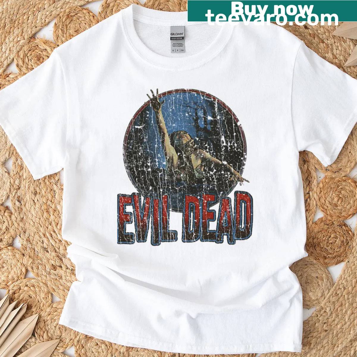 Vintage grunge Dead Evil graphic on T-shirt — on a men's t-shirt