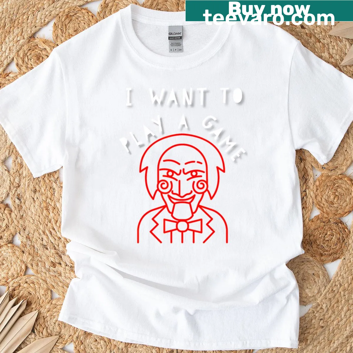 Playful retro jigsaw clown graphic T-shirt for Halloween enthusiasts — on a men's t-shirt
