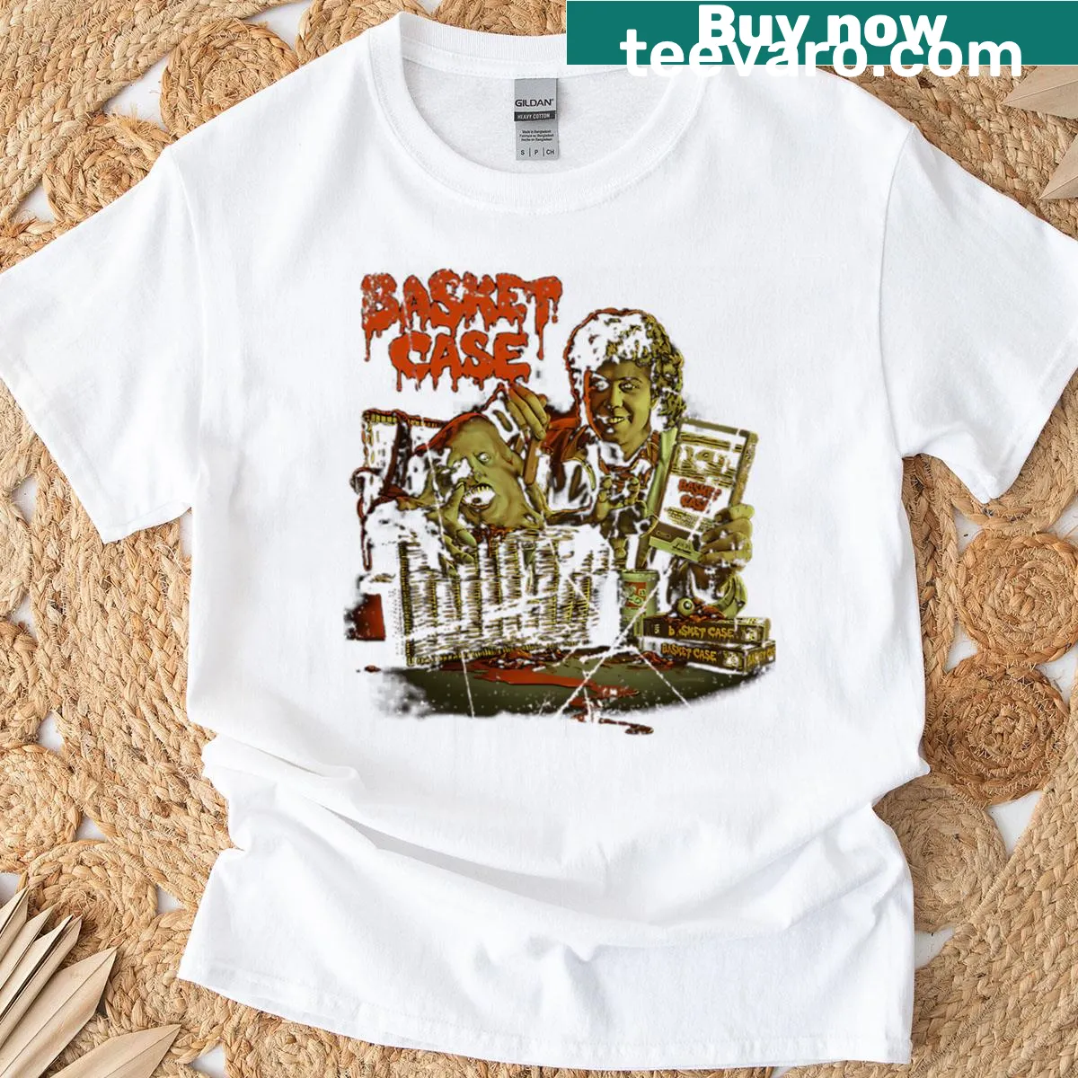 Funny Halloween t-shirt with cult horror movie theme — on a men's t-shirt