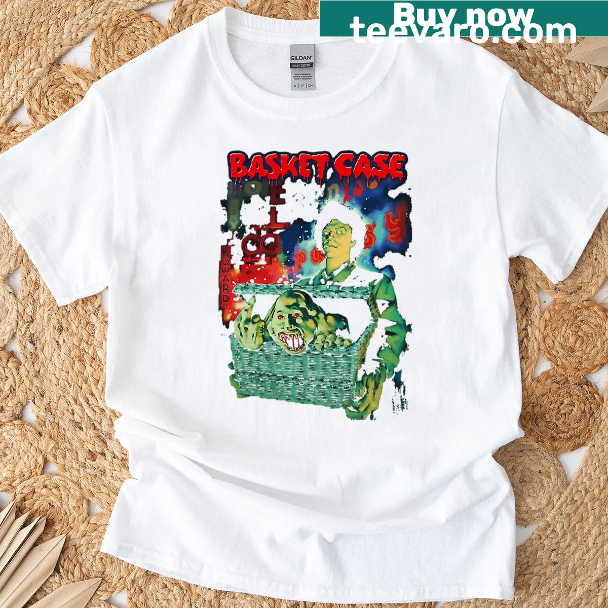 Humorous Halloween T-shirt featuring cult horror movie elements — on a men's t-shirt