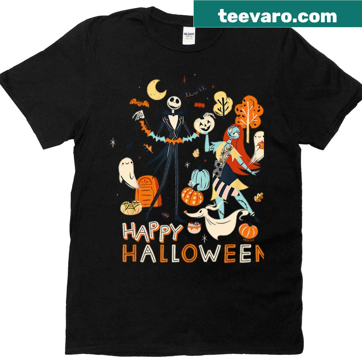 Retro cartoon Halloween characters on t-shirt — on a men's t-shirt