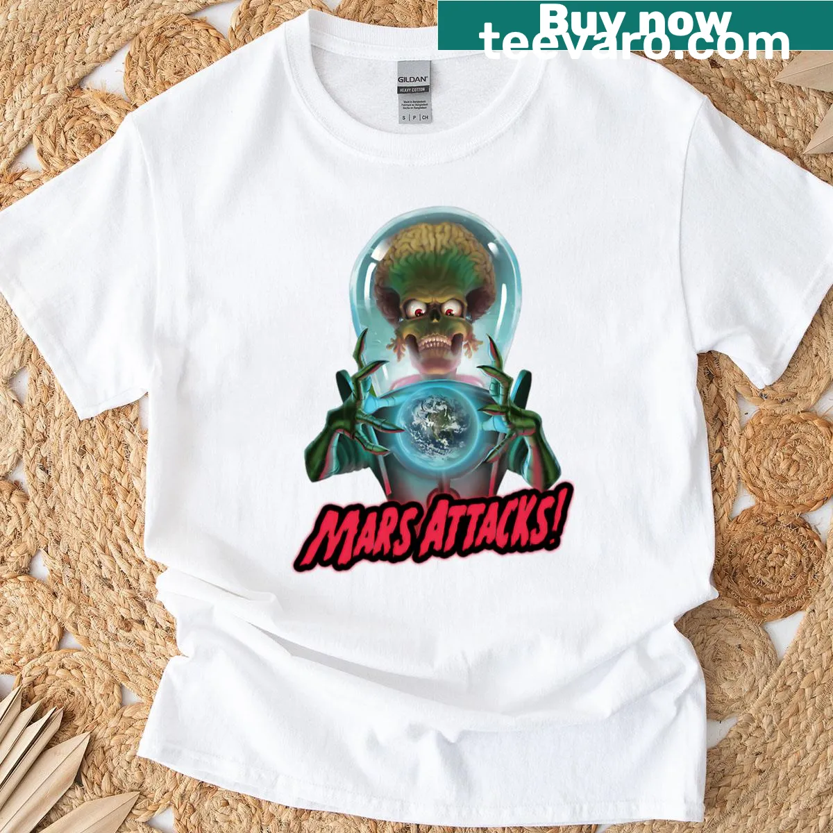 Vintage horror movie logo graphic on T-shirt — on a men's t-shirt
