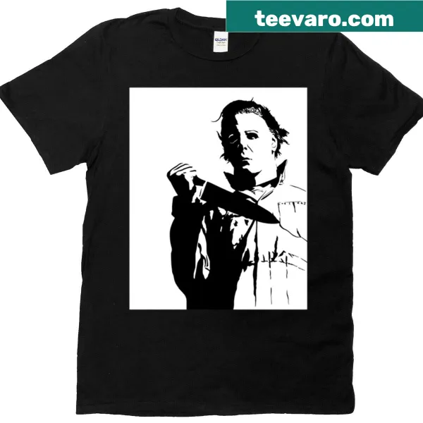 Michael Myers themed Halloween T-shirt featuring bold graphic of the character