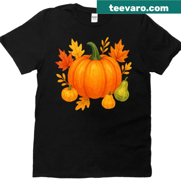 Illustration of harvest produce on a seasonal t-shirt