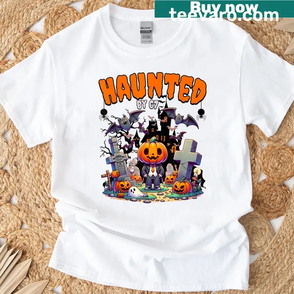 Funny Halloween T-shirt featuring a ghost and pumpkin theme