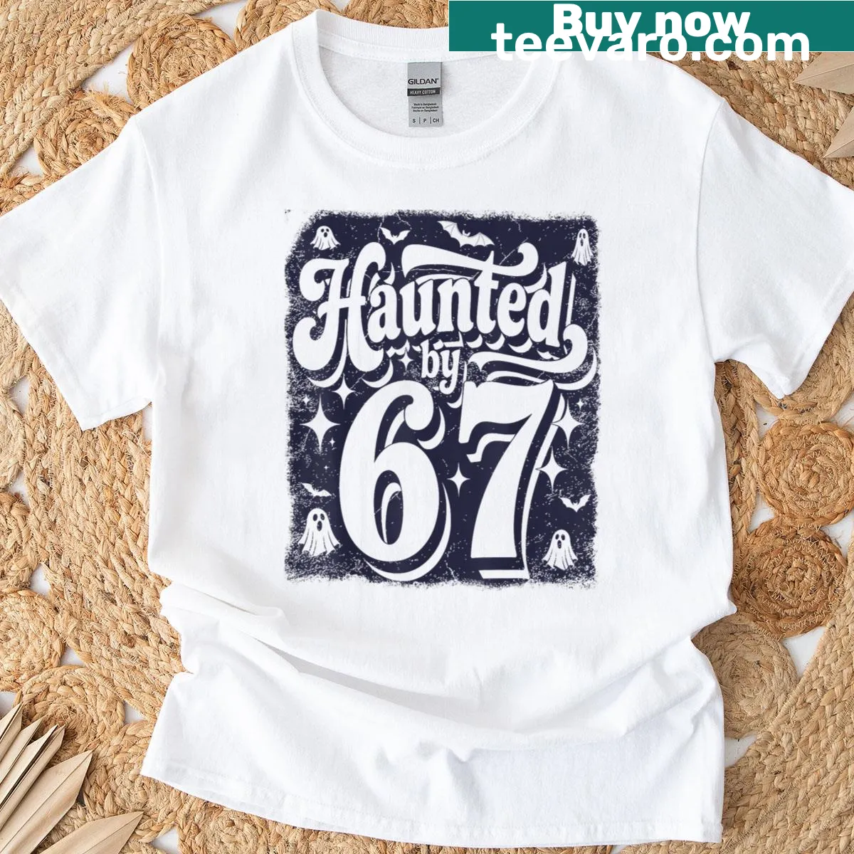 Vintage Halloween T-shirt with spooky ghost graphic and meme reference — on a men's t-shirt