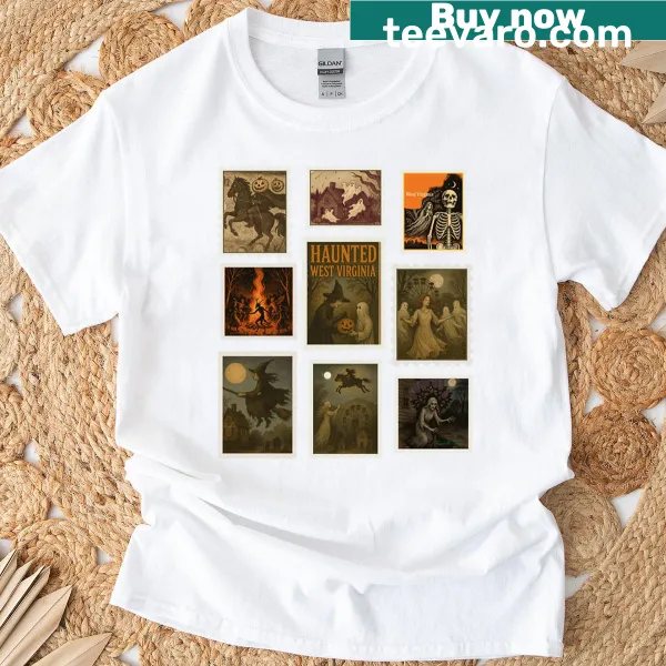 Haunted West Virginia themed stamp collection T-shirt