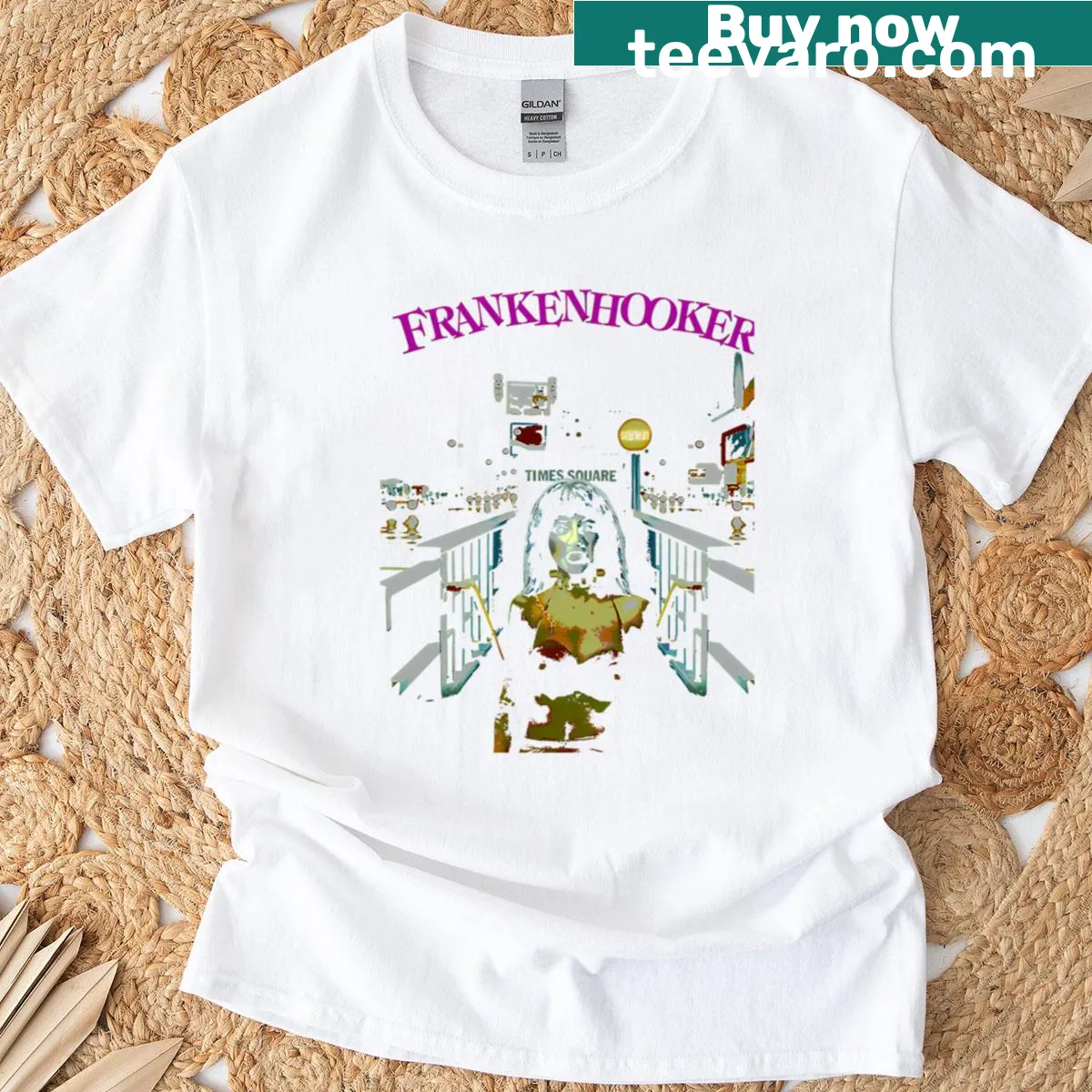 T-shirt with humorous graphics inspired by cult horror comedies — on a men's t-shirt