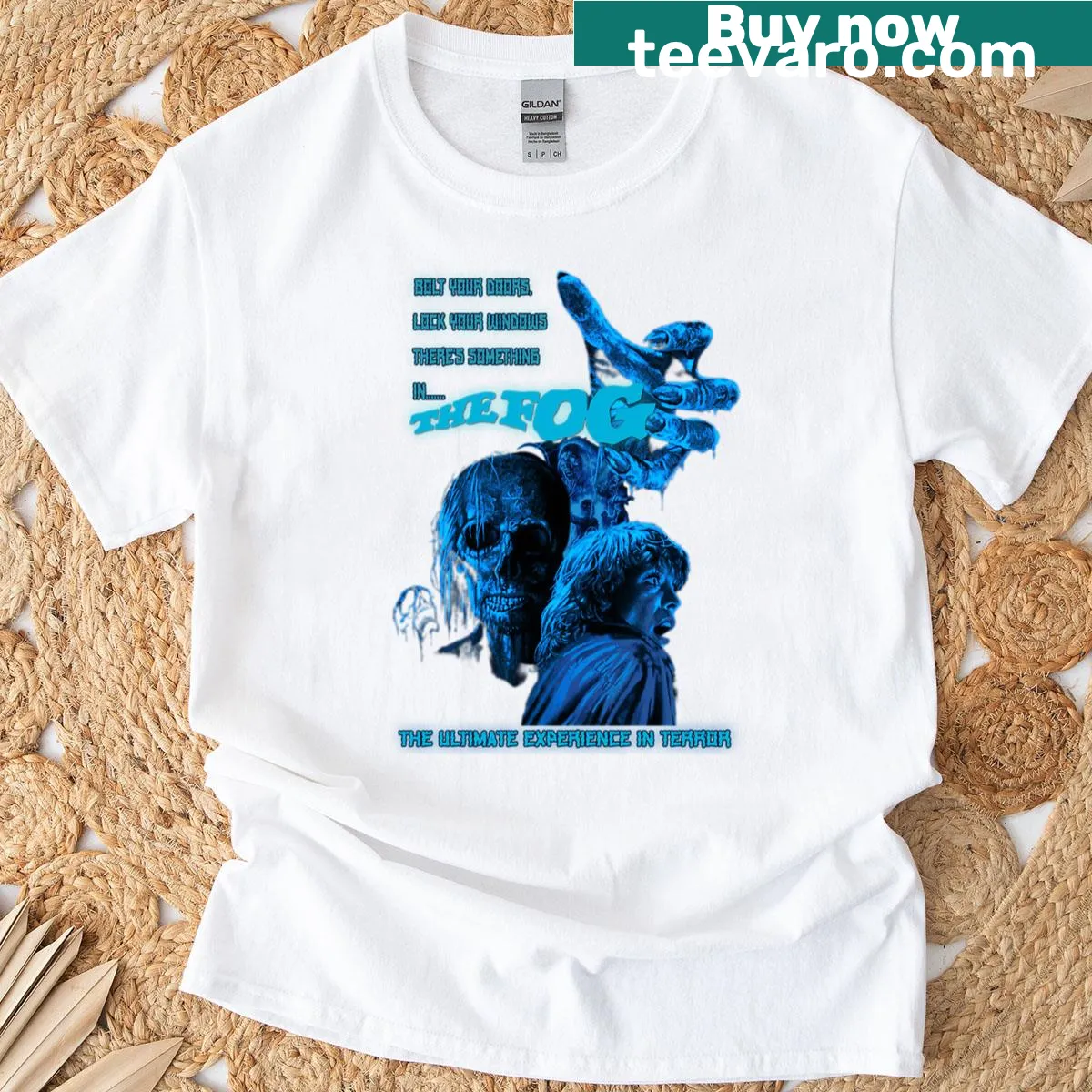 Vintage-style Horror Films t-shirt featuring retro monster and ghost graphics. — on a men's t-shirt