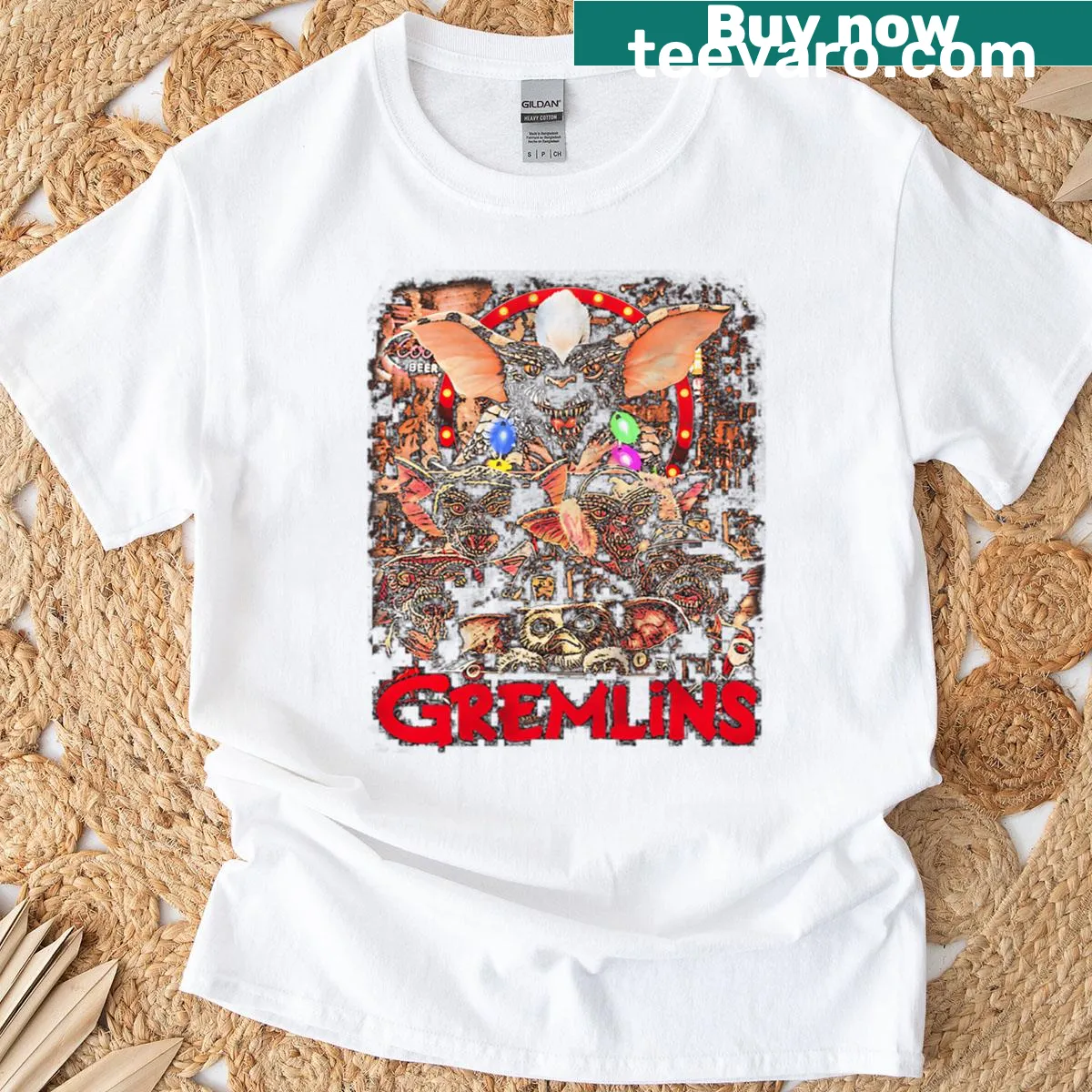 Vintage Christmas t-shirt with a humorous horror movie theme — on a men's t-shirt
