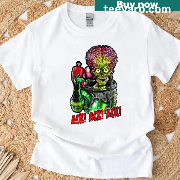 Vintage-style T-shirt featuring classic horror movie logos in a distressed design.