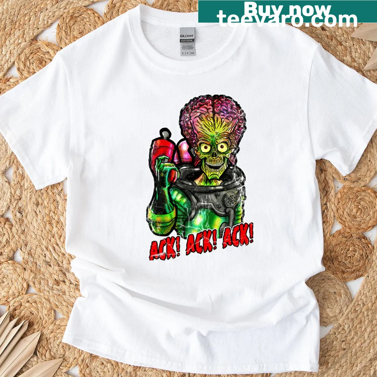 Vintage-style T-shirt featuring classic horror movie logos in a distressed design. — on a men's t-shirt