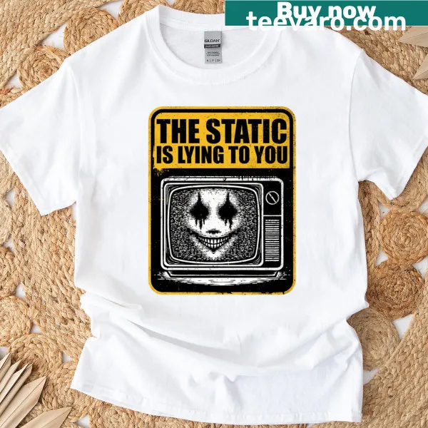 T-shirt featuring shadow static in a playful spooky design