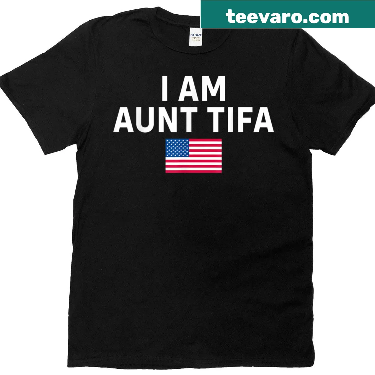 Funny Aunt Tifa T-shirt with playful text graphic — on a men's t-shirt