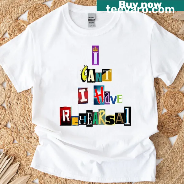 Playful typography design related to theatre rehearsals on a t-shirt