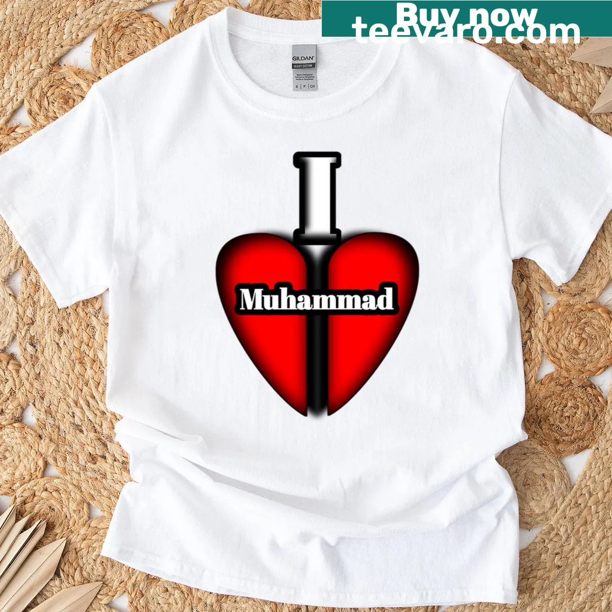 T-shirt with a message of love for Muhammed — on a men's t-shirt