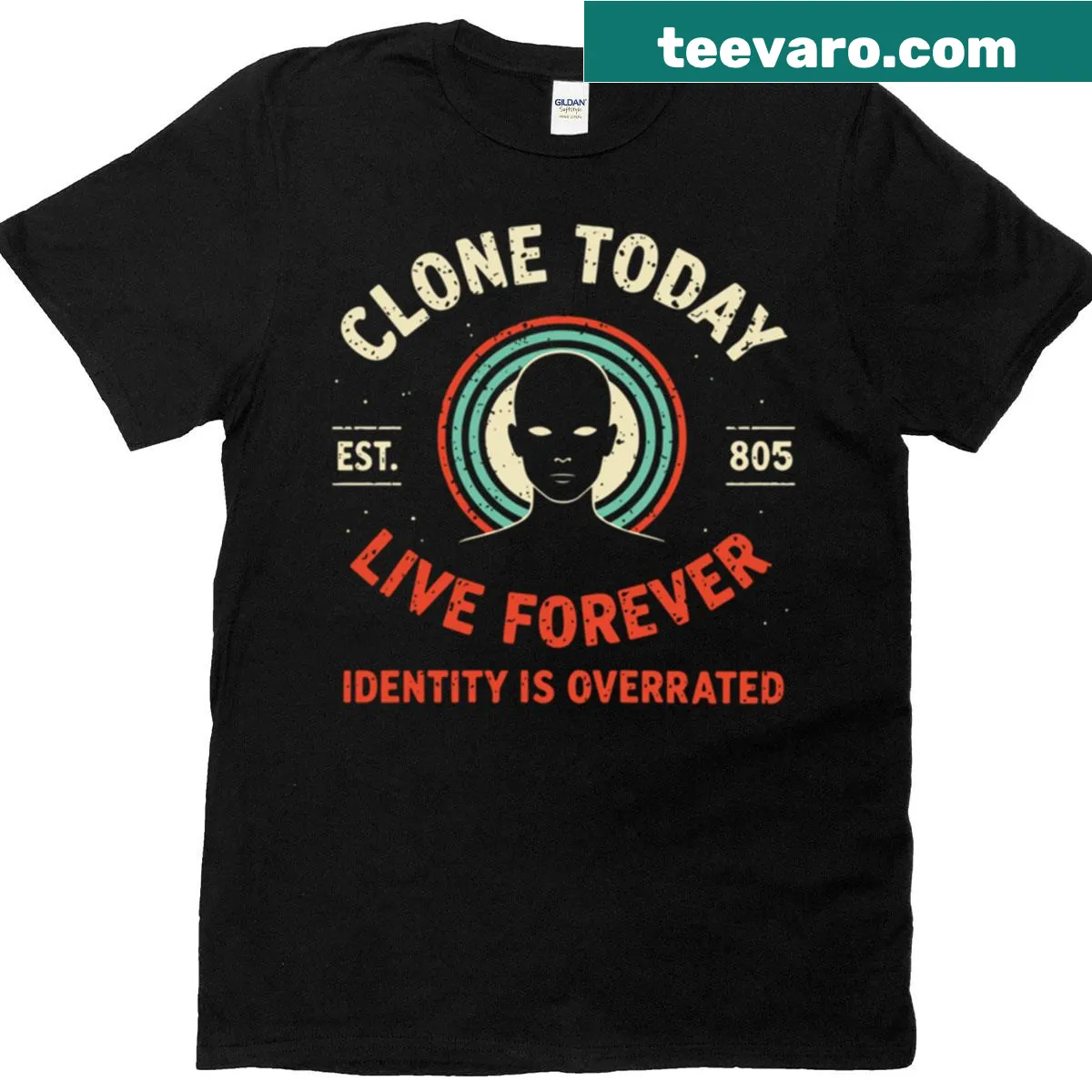 Simple tee with the phrase 'Identity Is Overrated' — on a men's t-shirt