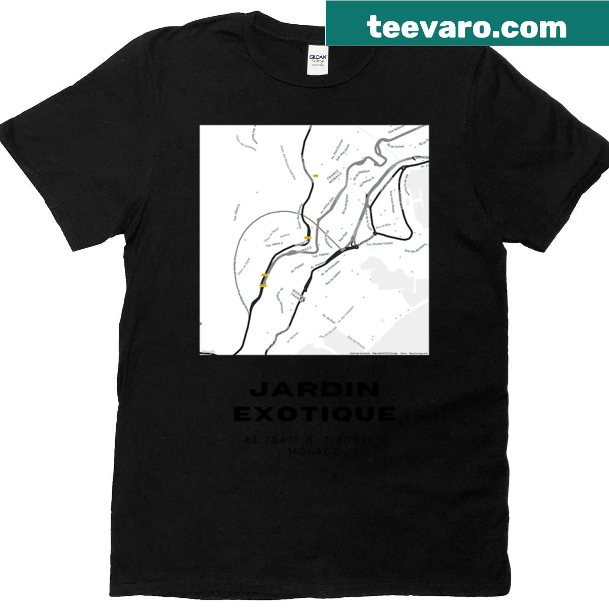 Minimalist line-art map of Monaco on a stylish T-shirt. — on a men's t-shirt