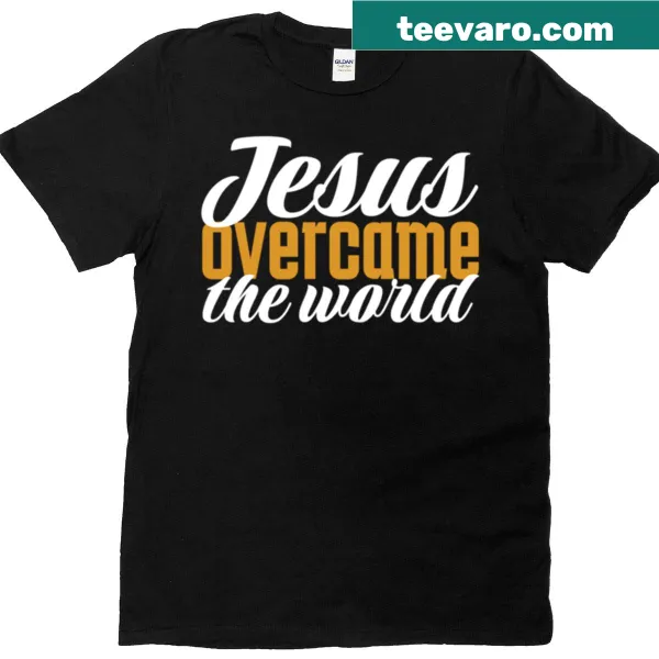 Inspirational T-shirt featuring the text 'Jesus Overcame The World' in bold typography.