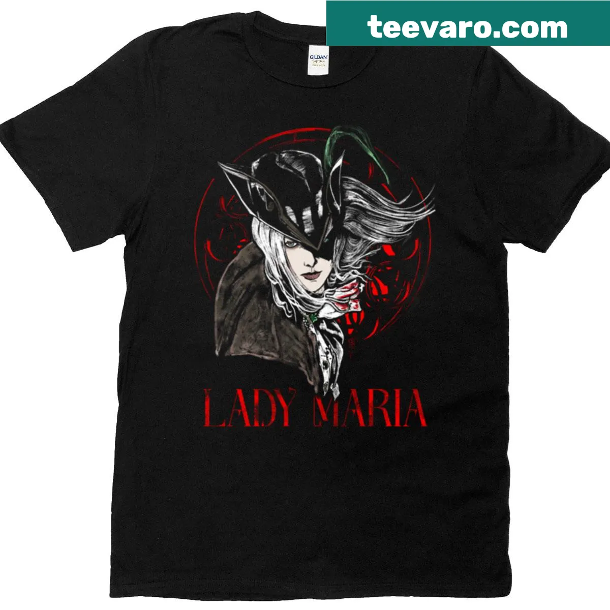 T-shirt featuring Lady Maria from the Astral Clocktower design — on a men's t-shirt