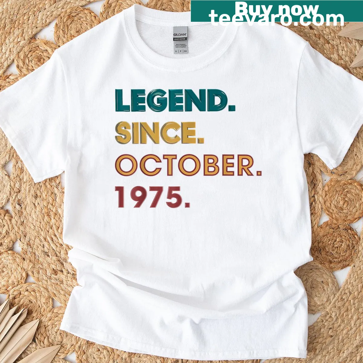 Vintage style Legend 1975 T-shirt for celebrating a 50th birthday — on a men's t-shirt