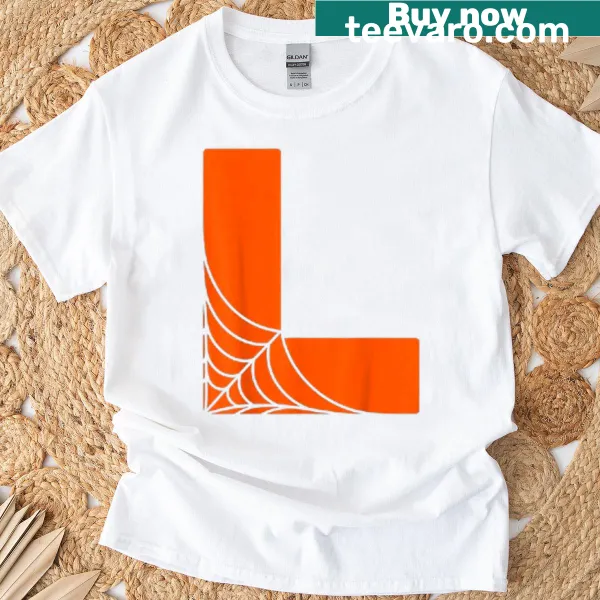Letter L design with spider web graphics for Halloween shirt