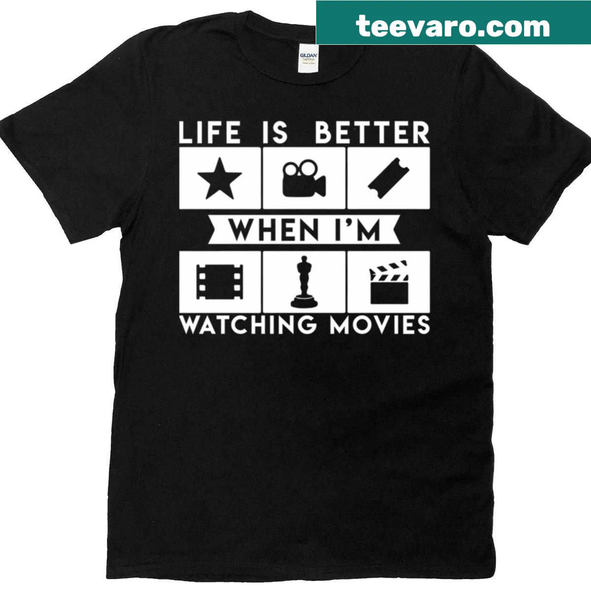 T-shirt with the phrase: Life Is Better When I'm Watching Movies. — on a men's t-shirt