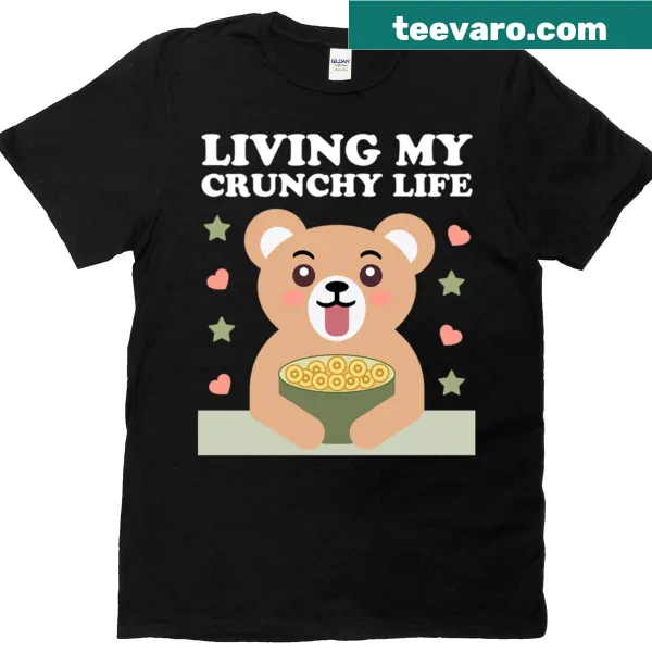Funny cartoon bear eating cereal t-shirt