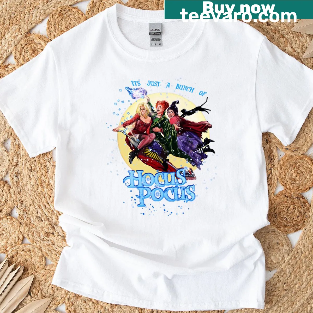 Vintage retro witches t-shirt with a humorous Halloween theme — on a men's t-shirt