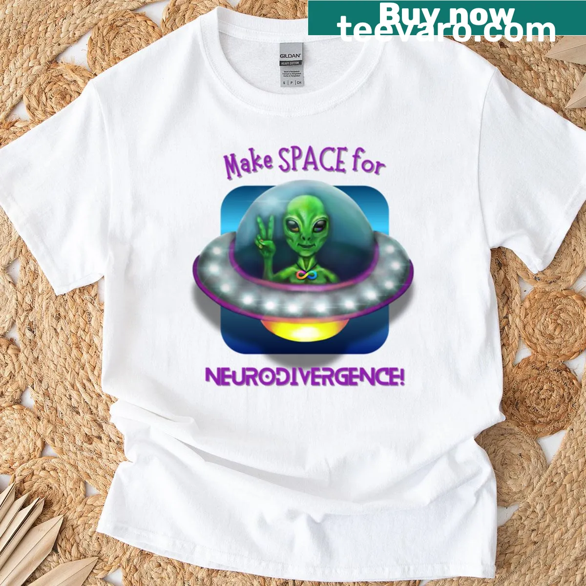 T-shirt promoting neurodiversity with impactful typography — on a men's t-shirt