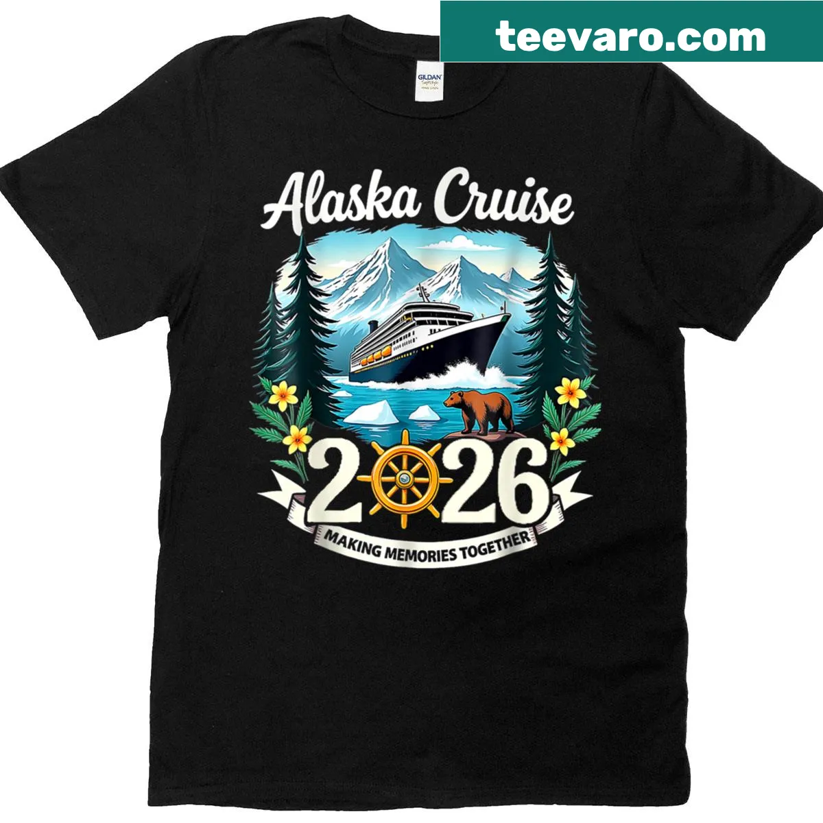 T-shirt featuring text for family and friends going on an Alaska cruise in 2026 — on a men's t-shirt