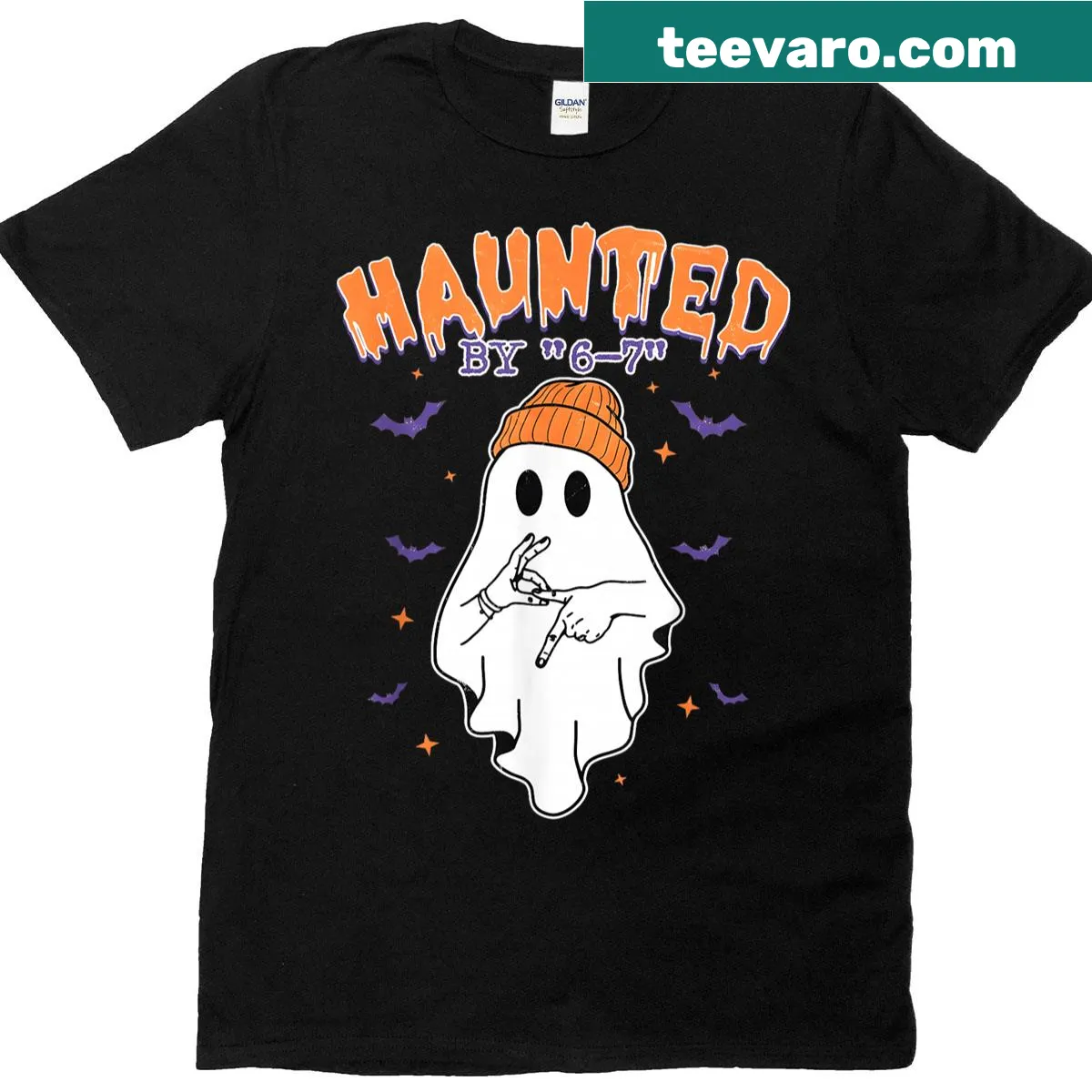 Halloween-themed T-shirt with meme graphics for Gen Alpha — on a men's t-shirt