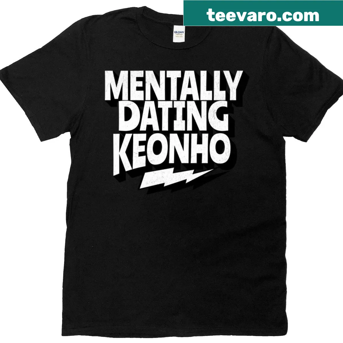 T-shirt featuring bold text: Mentally Dating Keonho Cortis. — on a men's t-shirt