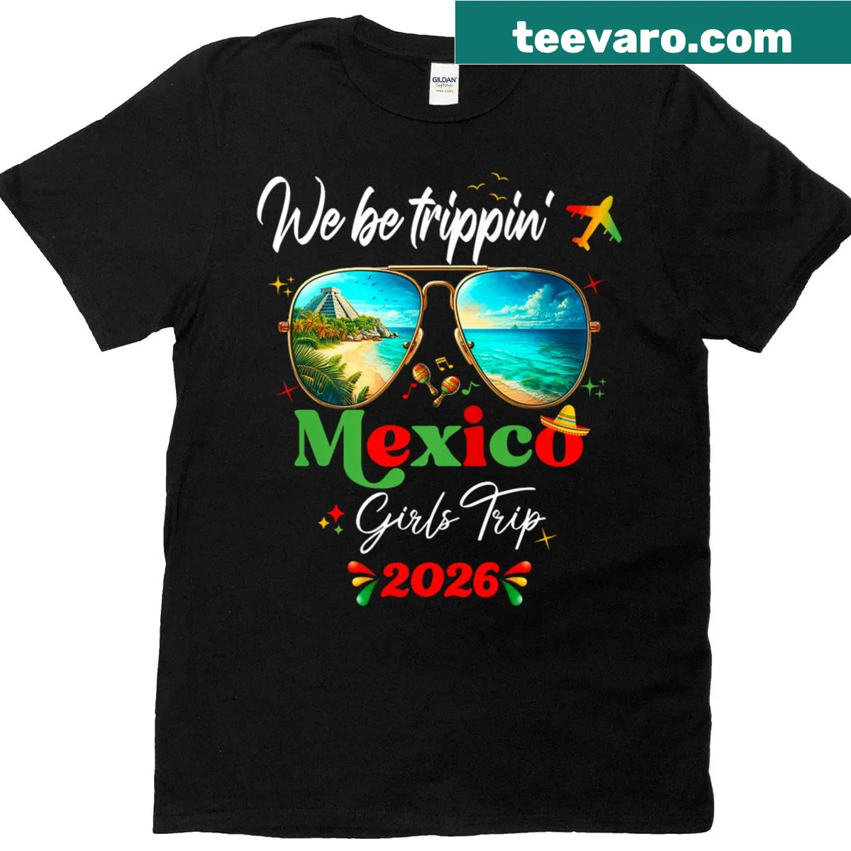 Travel-themed T-shirt for Cancun and Cabo vacations — on a men's t-shirt