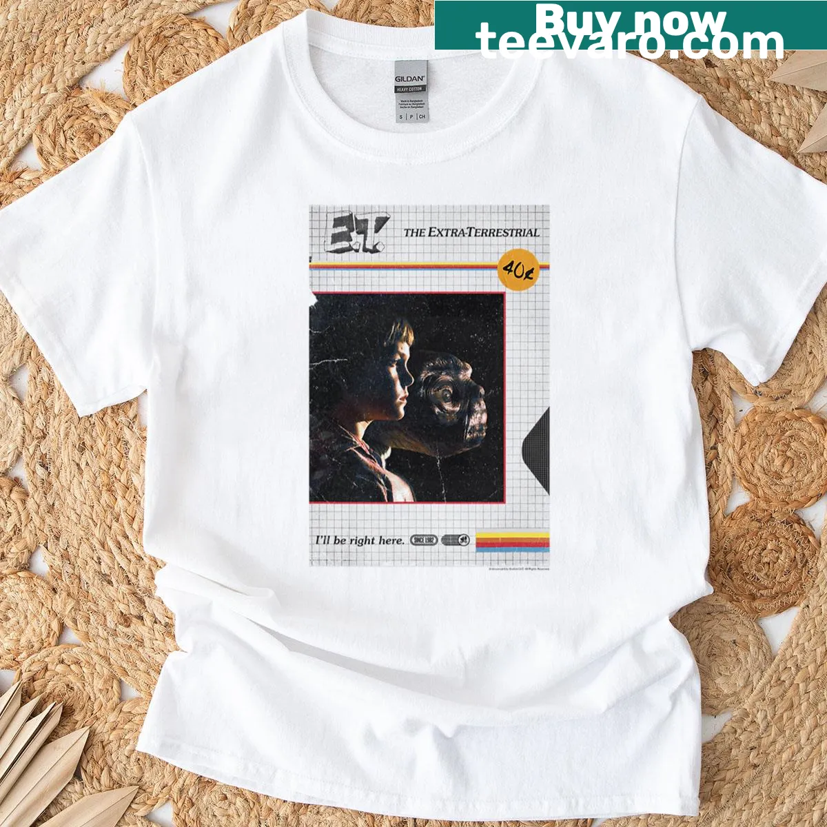 Retro T-shirt featuring cute 90s movie characters — on a men's t-shirt