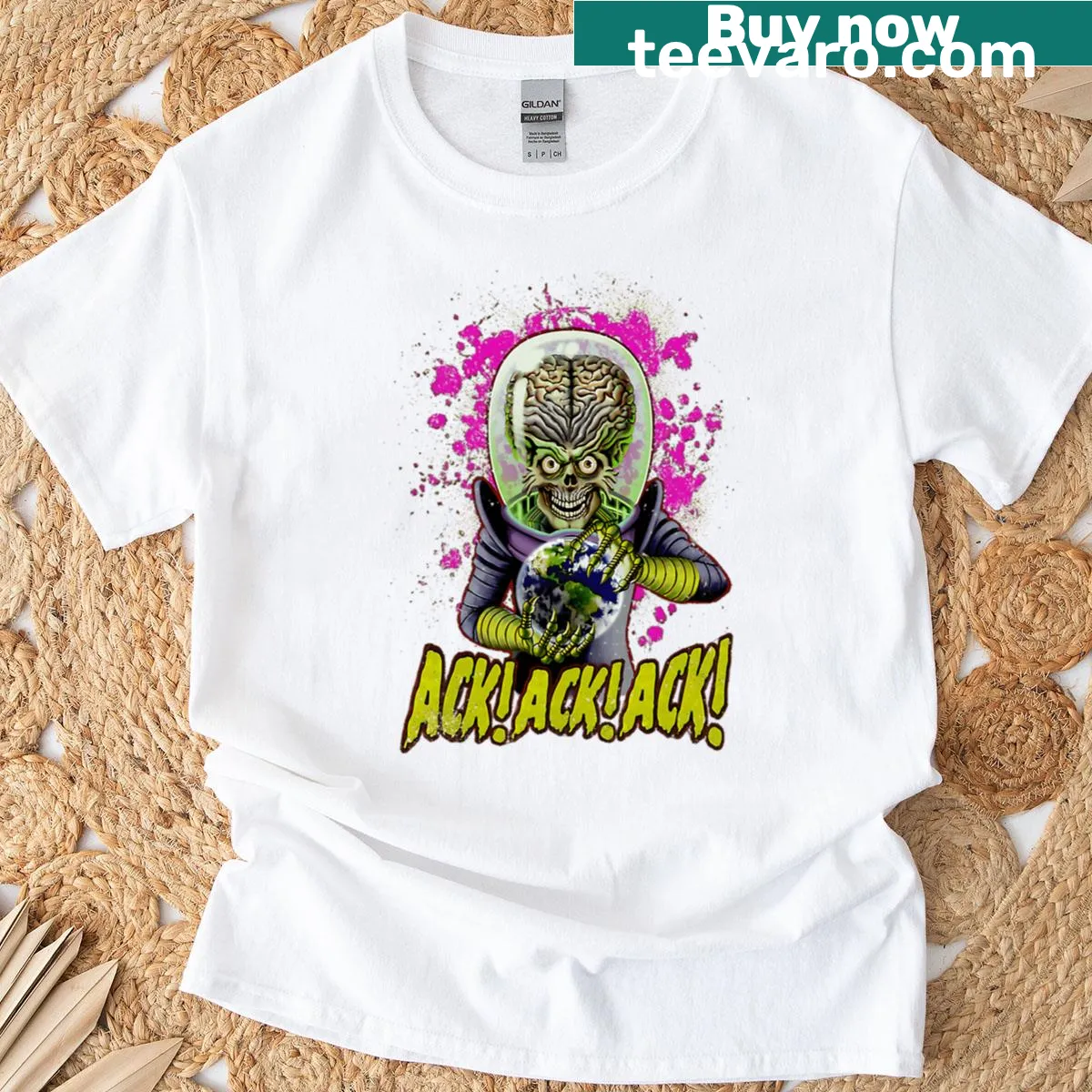 Vintage-style T-shirt featuring a classic horror movie logo — on a men's t-shirt