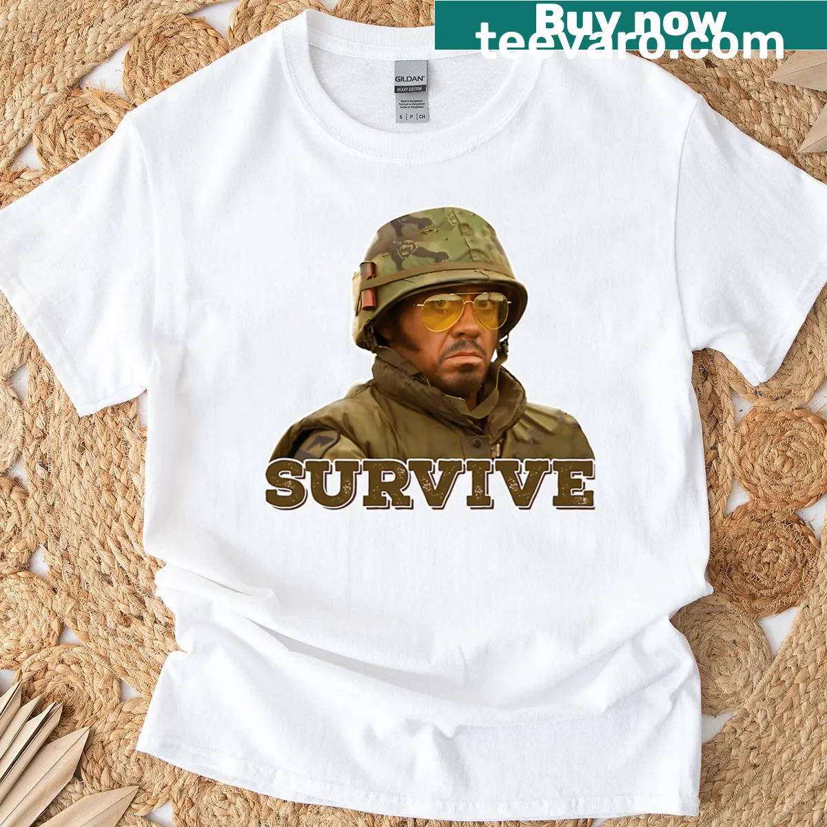 Sarcastic typography T-shirt about action films — on a men's t-shirt