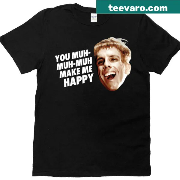 Satirical action movie-themed T-shirt with witty text graphic