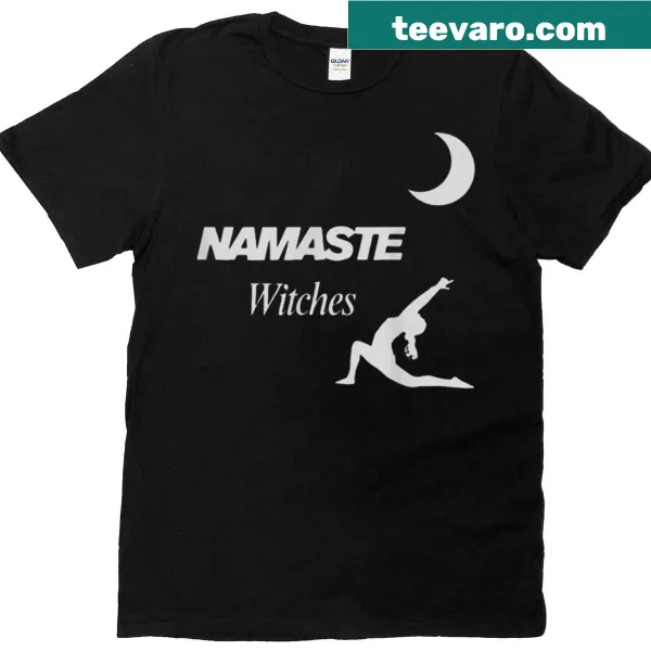 Funny Namaste Witches t-shirt with playful graphics and text