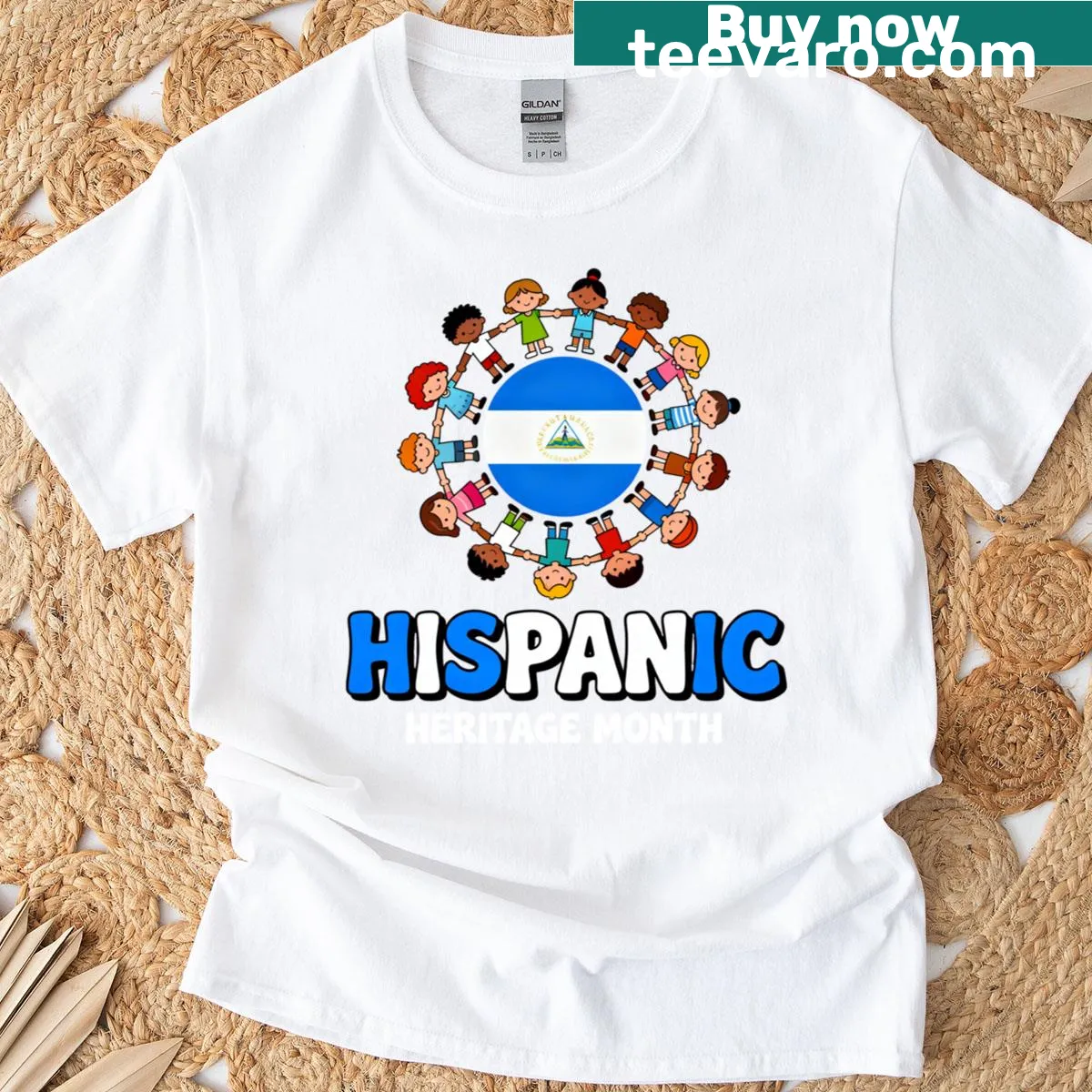 T-shirt featuring the Nicaraguan flag for kids — on a men's t-shirt