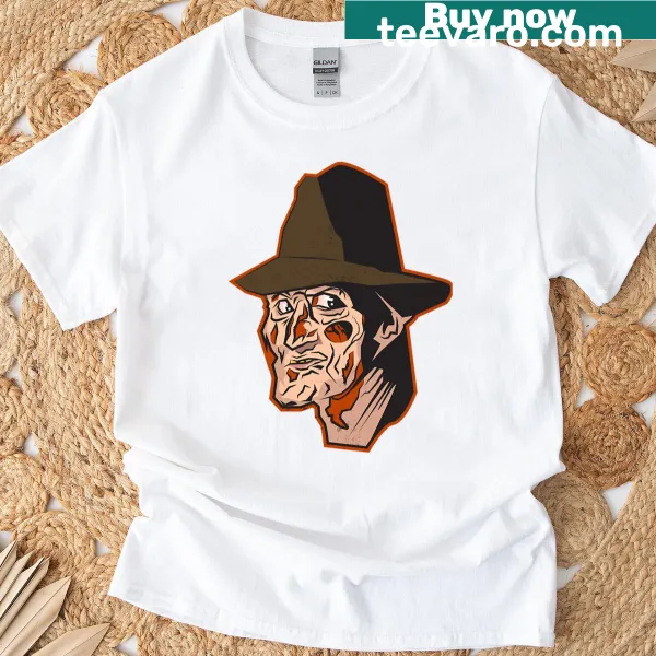 Freddy Krueger graphic on horror-themed t-shirt
