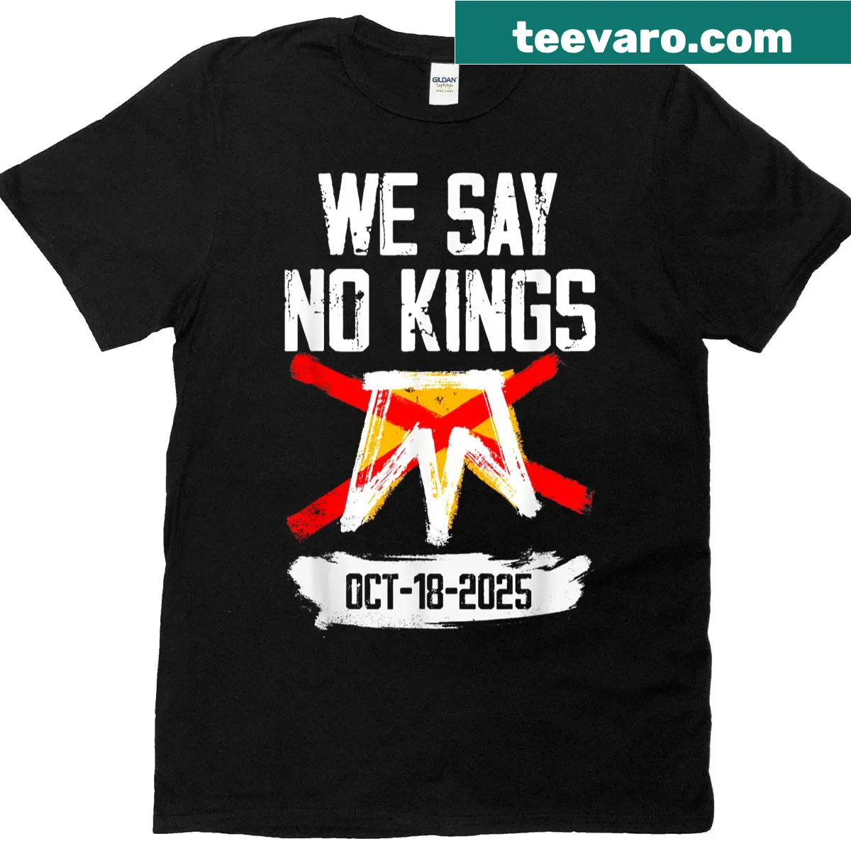 No Kings Day protest T-shirt — on a men's t-shirt