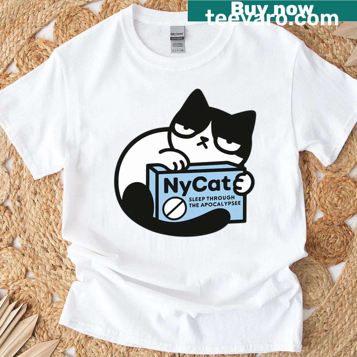 Kawaii T-shirt featuring a playful cat design — on a men's t-shirt