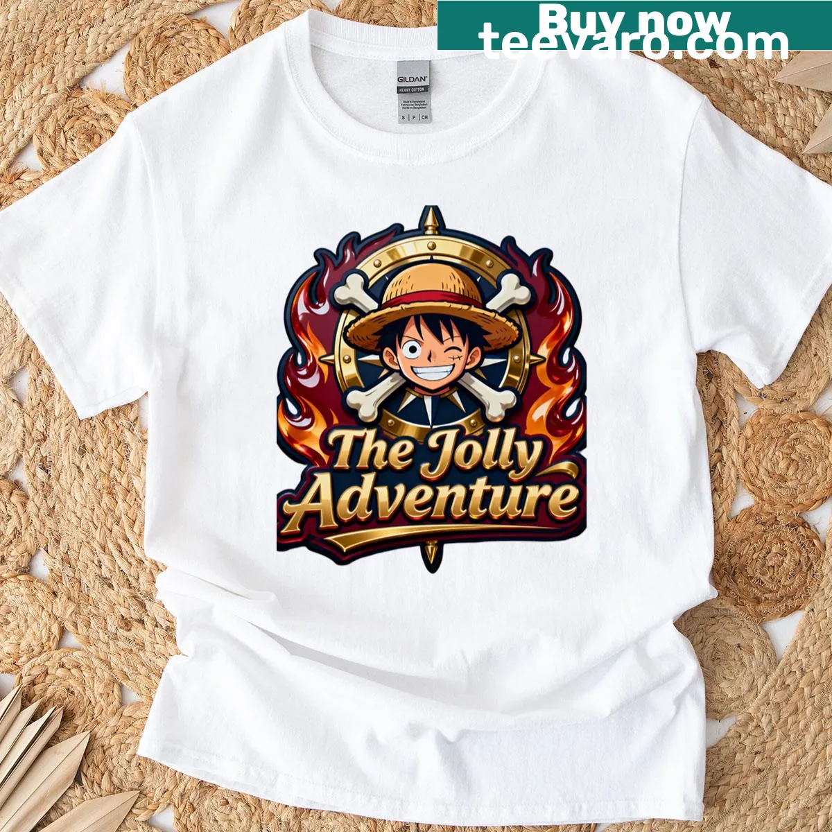 One Piece T-shirt featuring adventurous graphic design — on a men's t-shirt