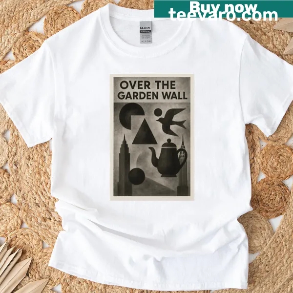 Illustrative Bauhaus design from Over The Garden Wall on t-shirt