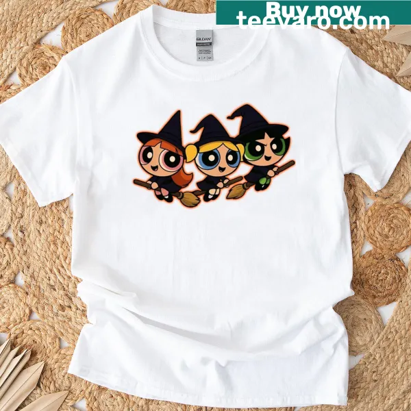 T-shirt featuring Powerpuff Girls dressed as witches