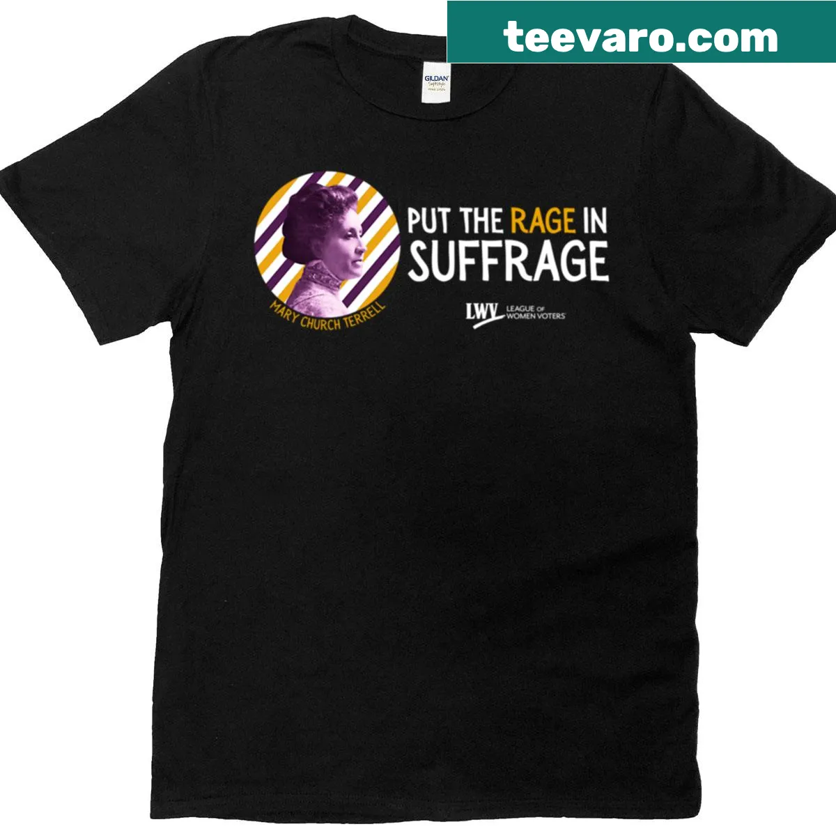 Motivating suffrage-themed T-shirt featuring Mary Church Terrell graphic — on a men's t-shirt